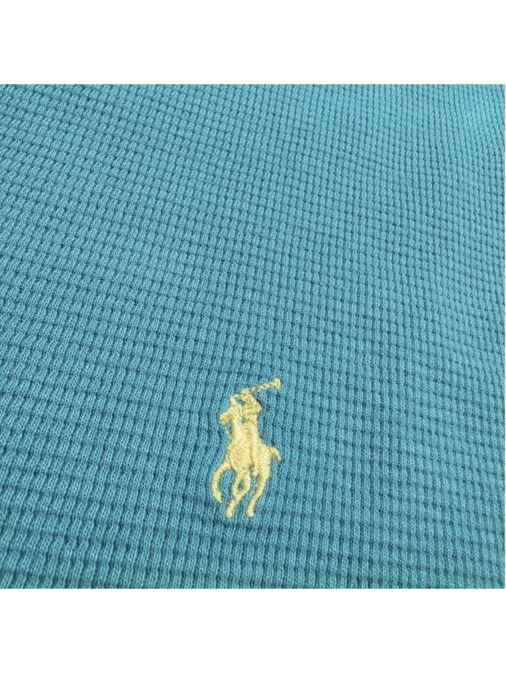 Polo Ralph Lauren Mens 2XL Waffle Knit Thermal Shirt Long Sleeve Teal Pony